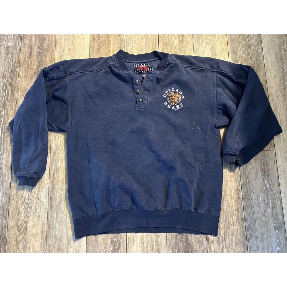 Vintage 90's Galt Sand Chicago Bears Sweatshirt Size Large Button Neck NFL